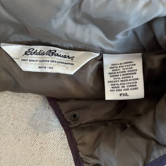 Eddie Bauer Brown Core Farm House Outdoor Premium Goose Down Jacket Sz XLP - Picture 7 of 10